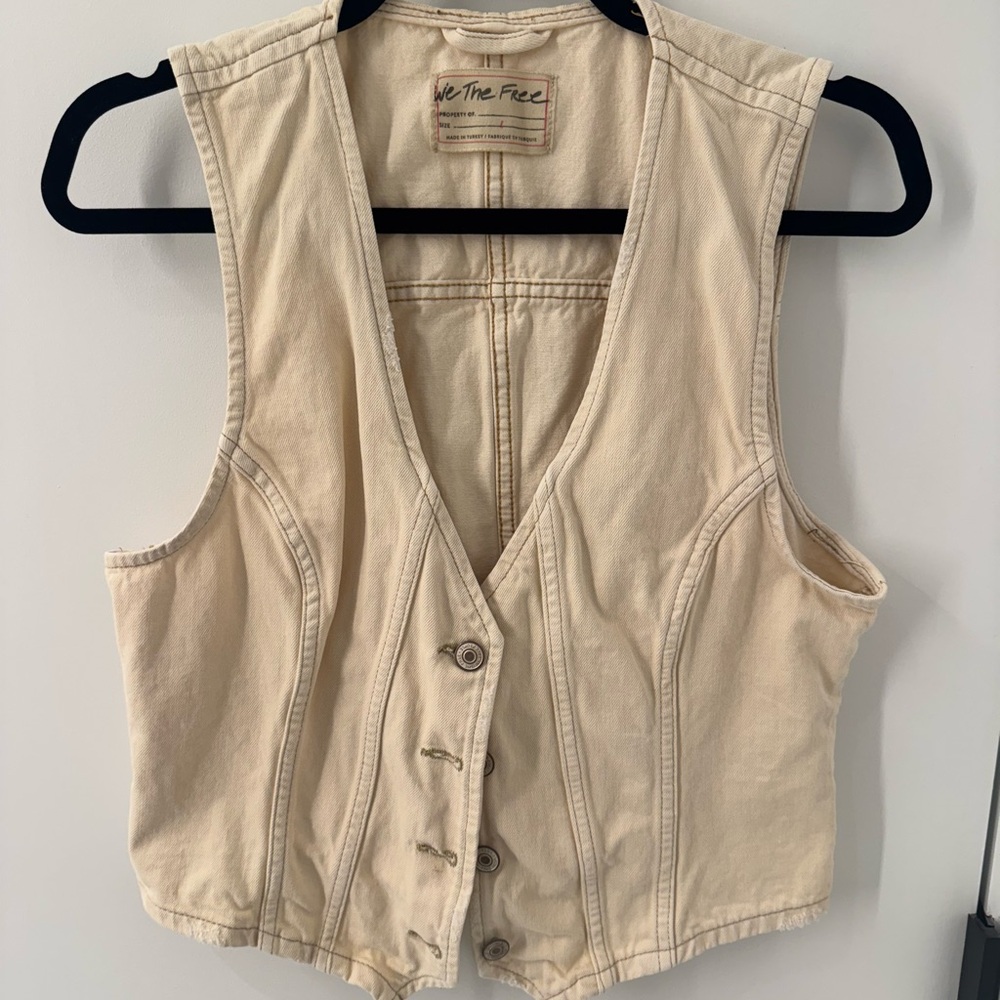 We The Free Beige Button-Up Vest